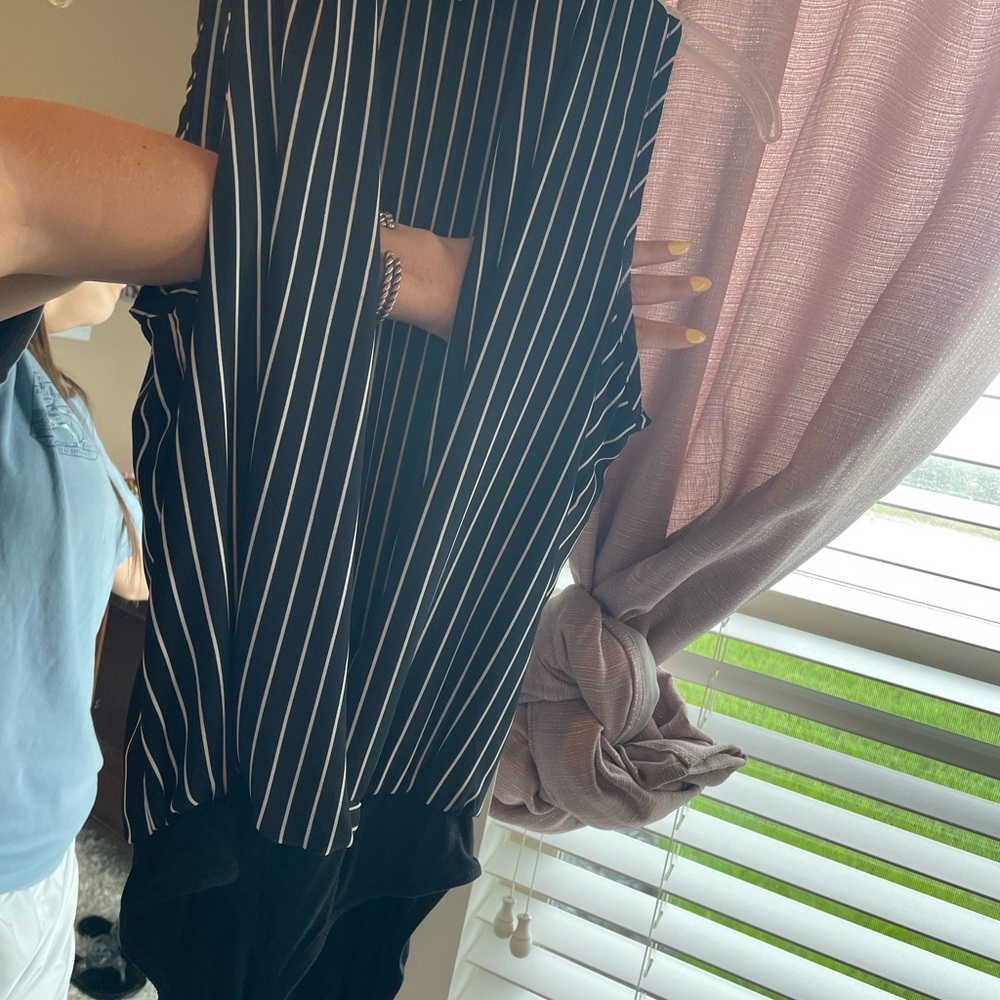 Black and White Striped body suit